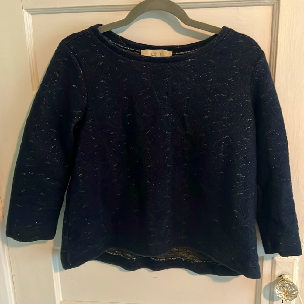 Navy with gold threading high-low sweatshirt